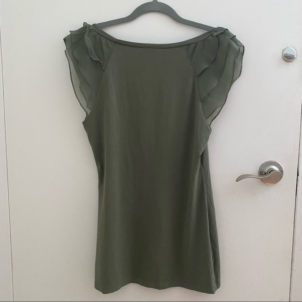 Express Olive Green Ruffle Top - Picture 5 of 6